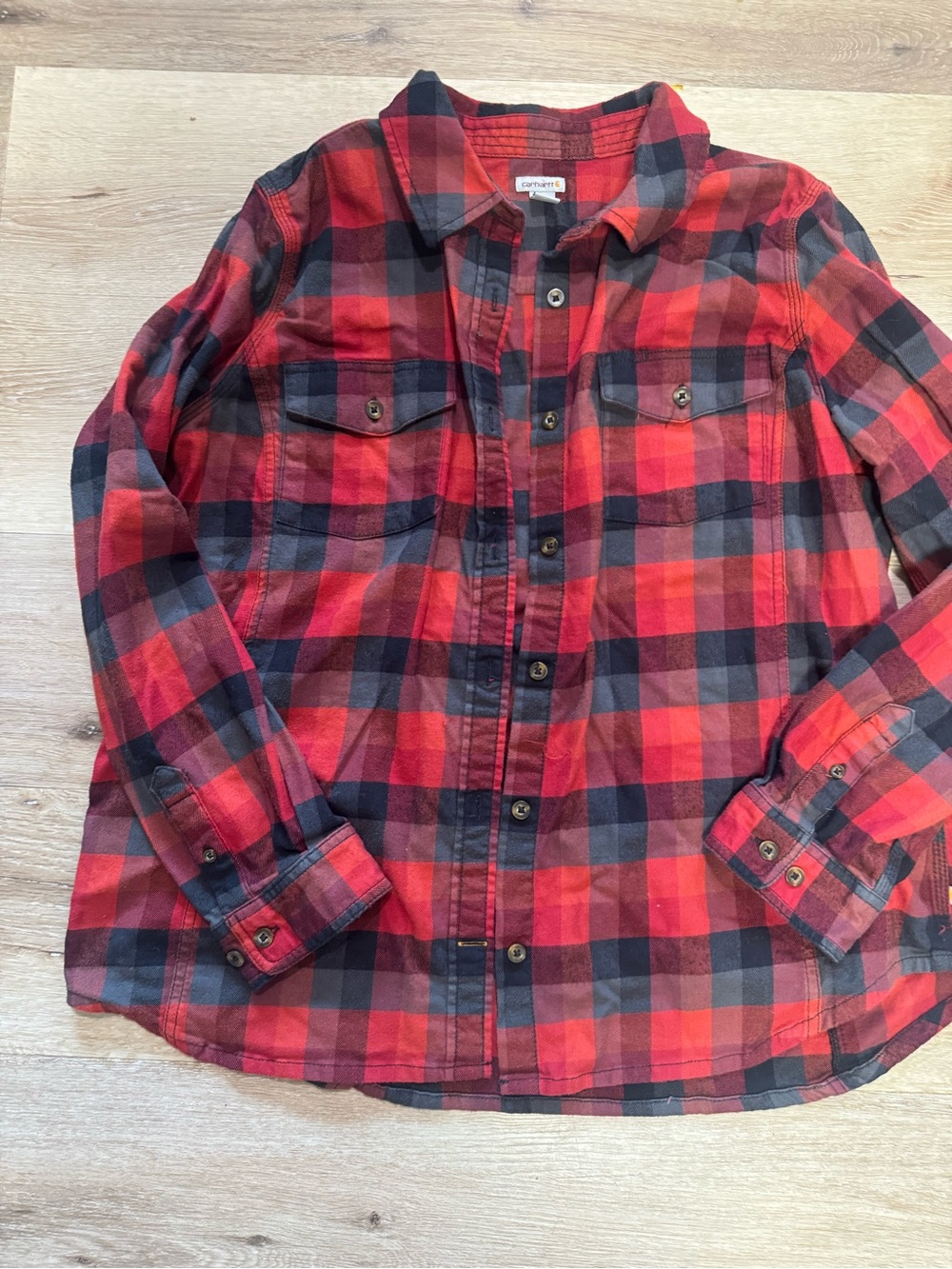 Carhartt Red & Black Plaid Button-Down Kids Shirt